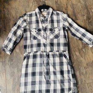 Plaid button-up dress